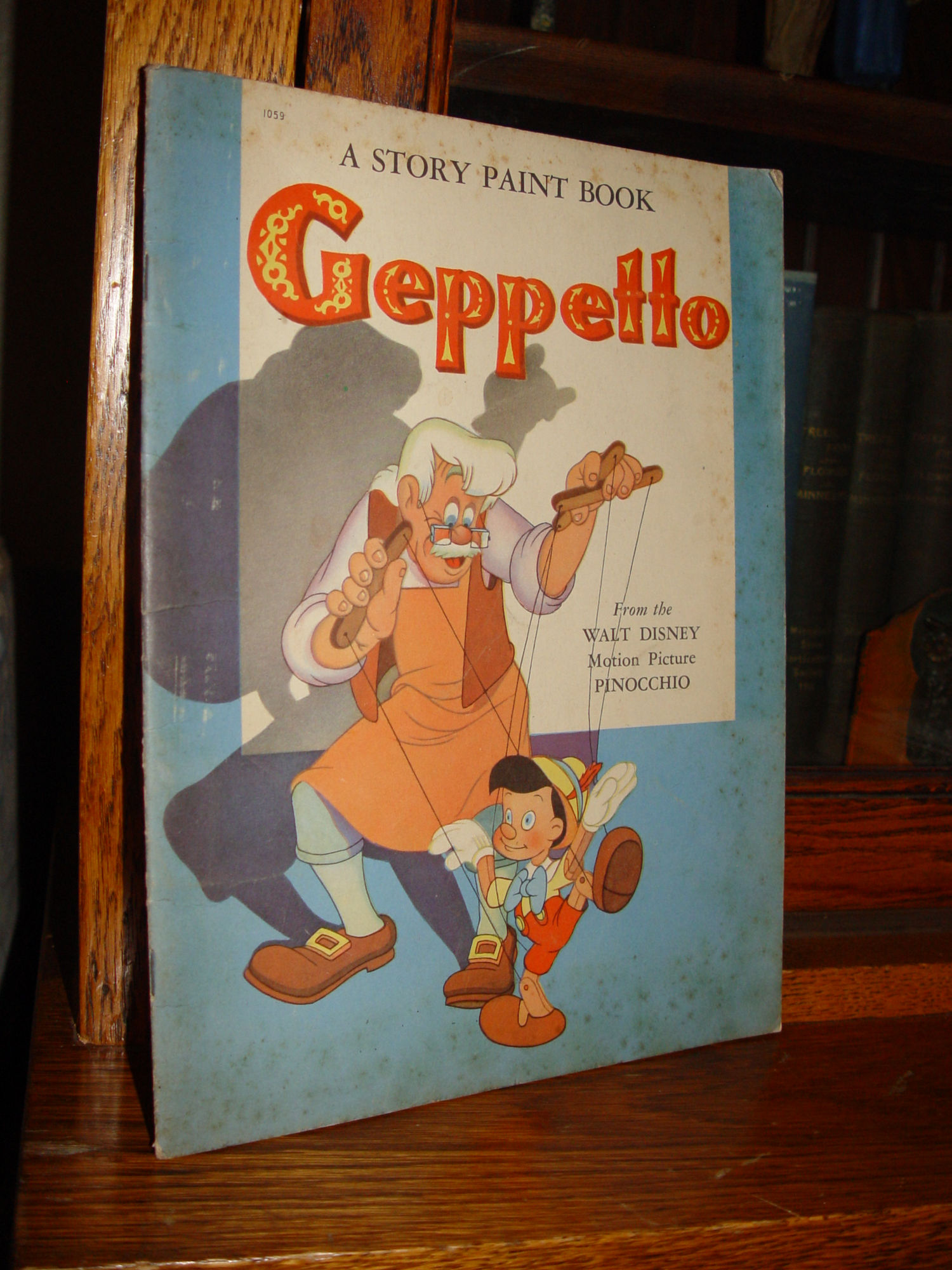 Pinocchio Geppetto Story Paint Book #1059 (Whitman,
                1940)