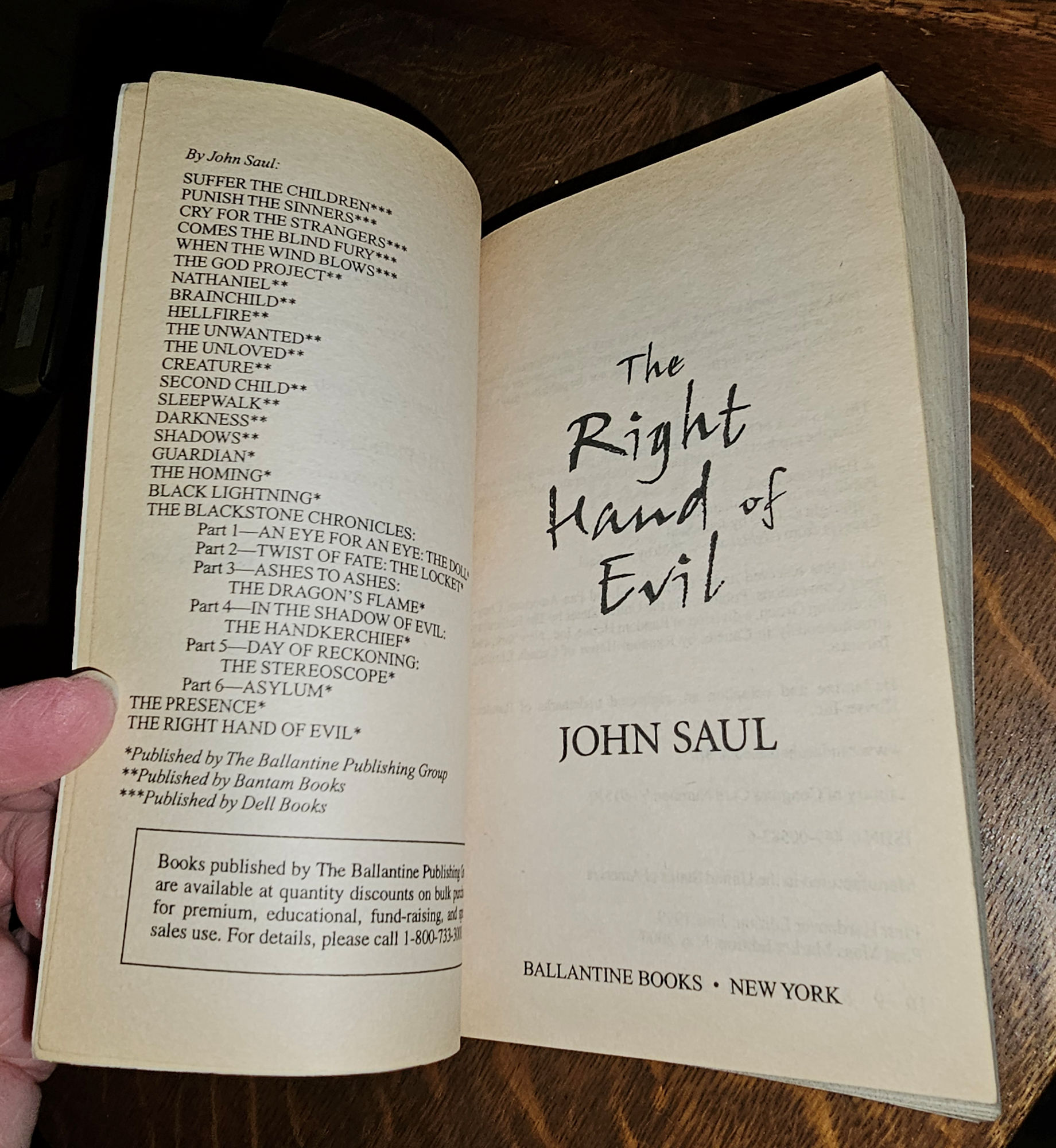 The Right Hand of Evil: A Novel 2000 by
                          John Saul