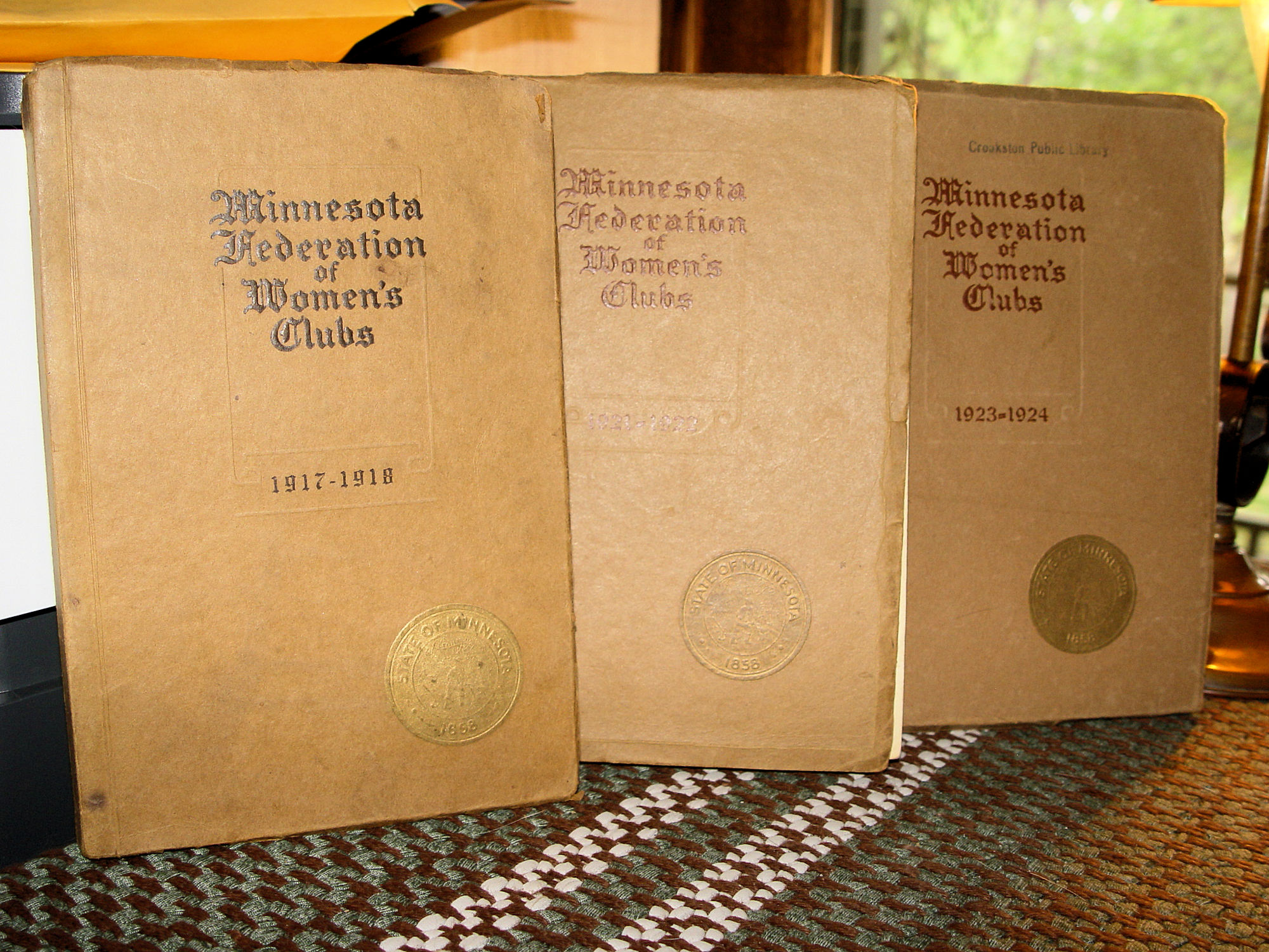Minnesota Federation of Women's Clubs 1917
to 1924 (3 bks) Suffrage Movement