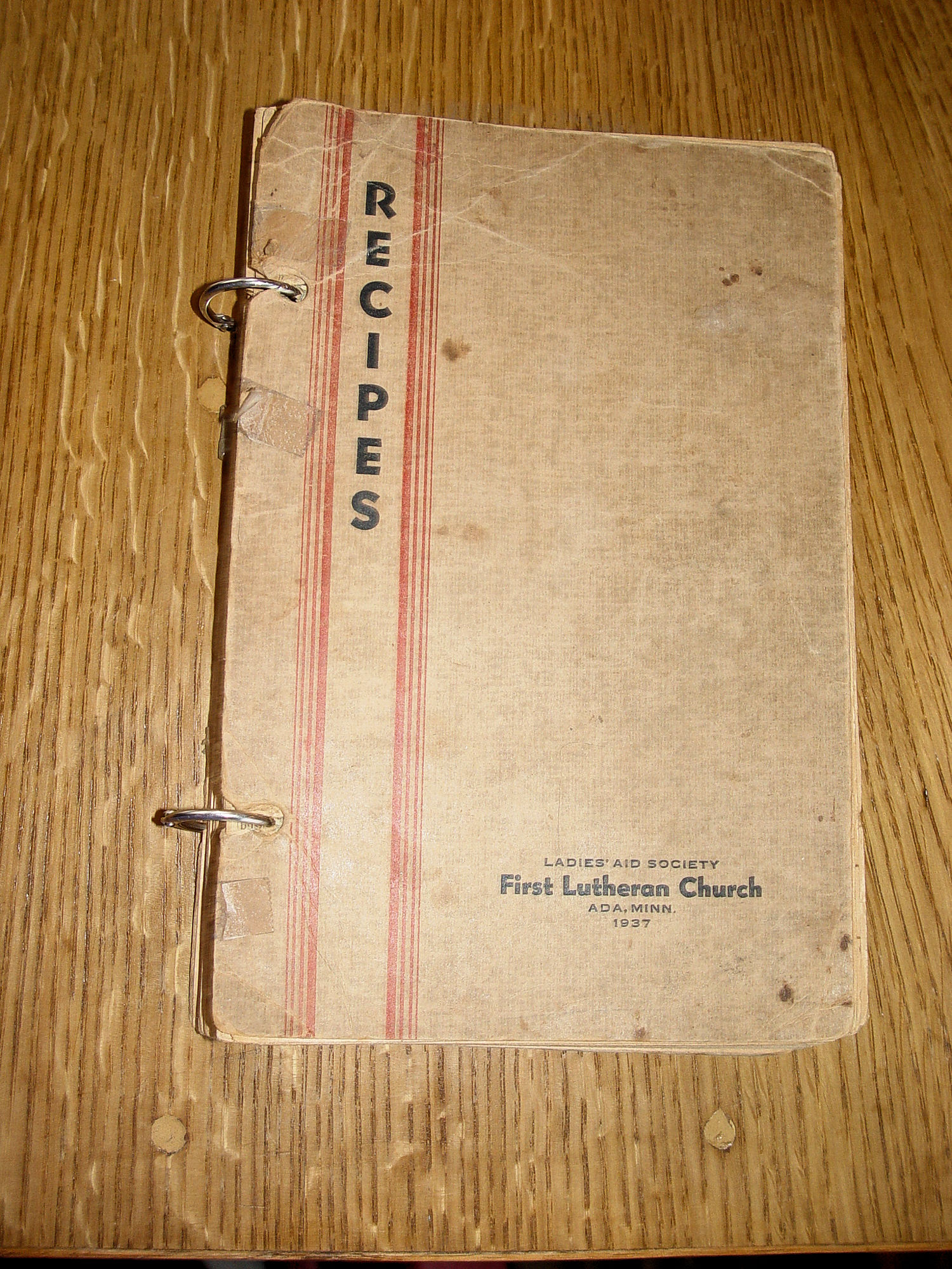 1937 Ada Minnesota First Lutheran Cookbook
                        Local Recipes and Ads