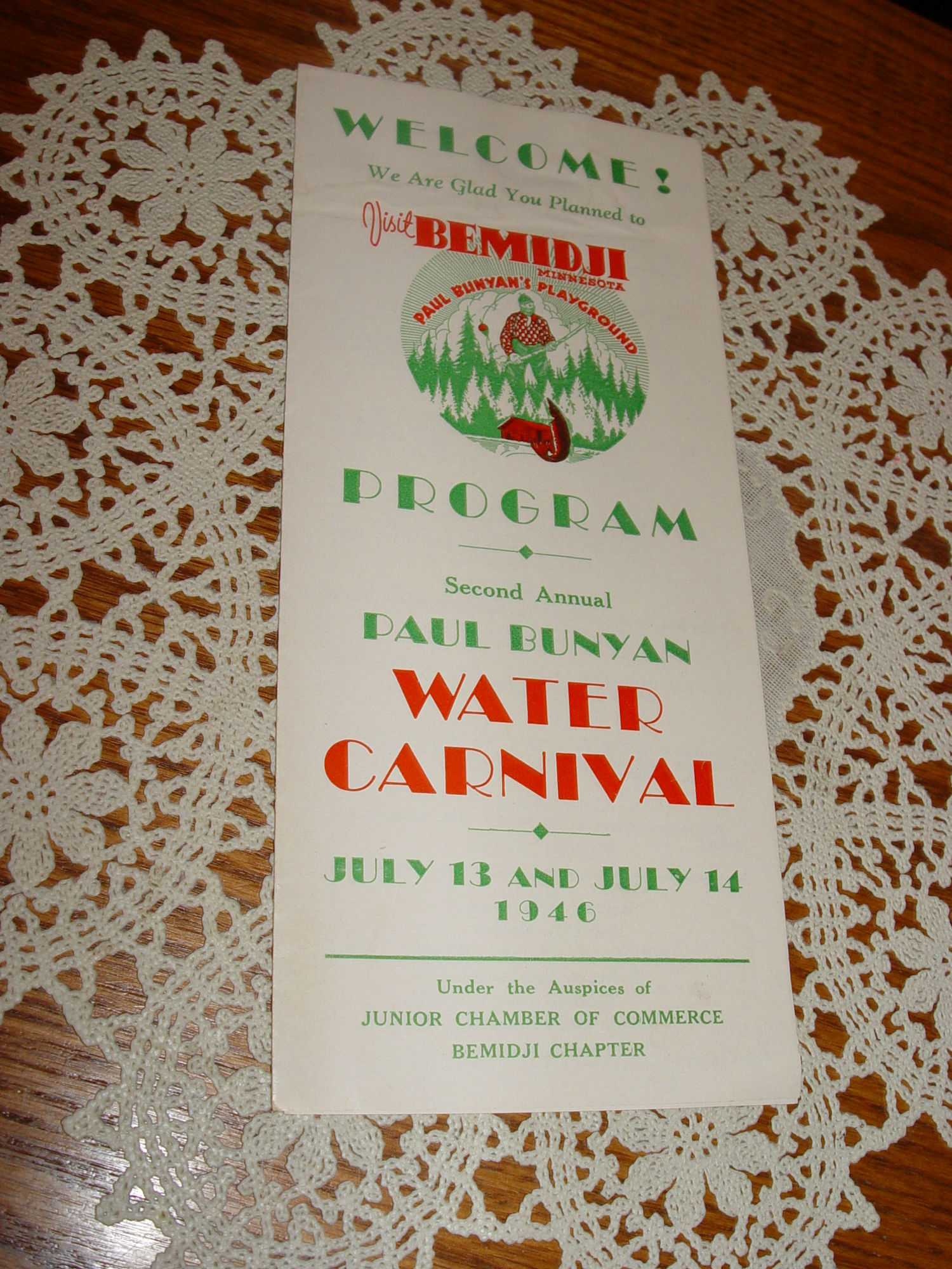 1946 Bemidji
                        Minnesota Paul Bunyan Water Carnival Program