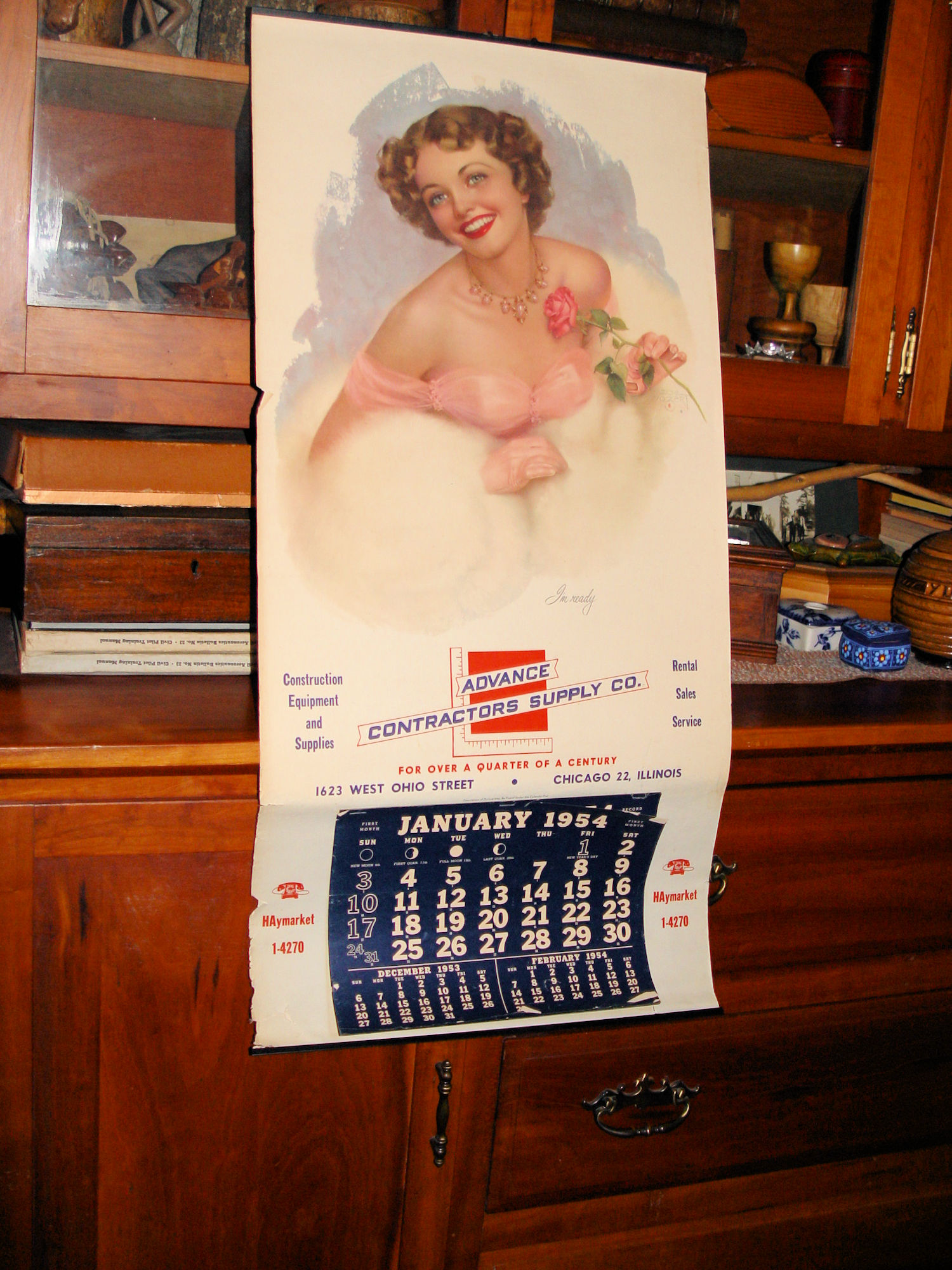 1954 Zoe Mozert Pin-up Advertising Art
                        Calendar; Pennoyer Machinery Movers, Chicago