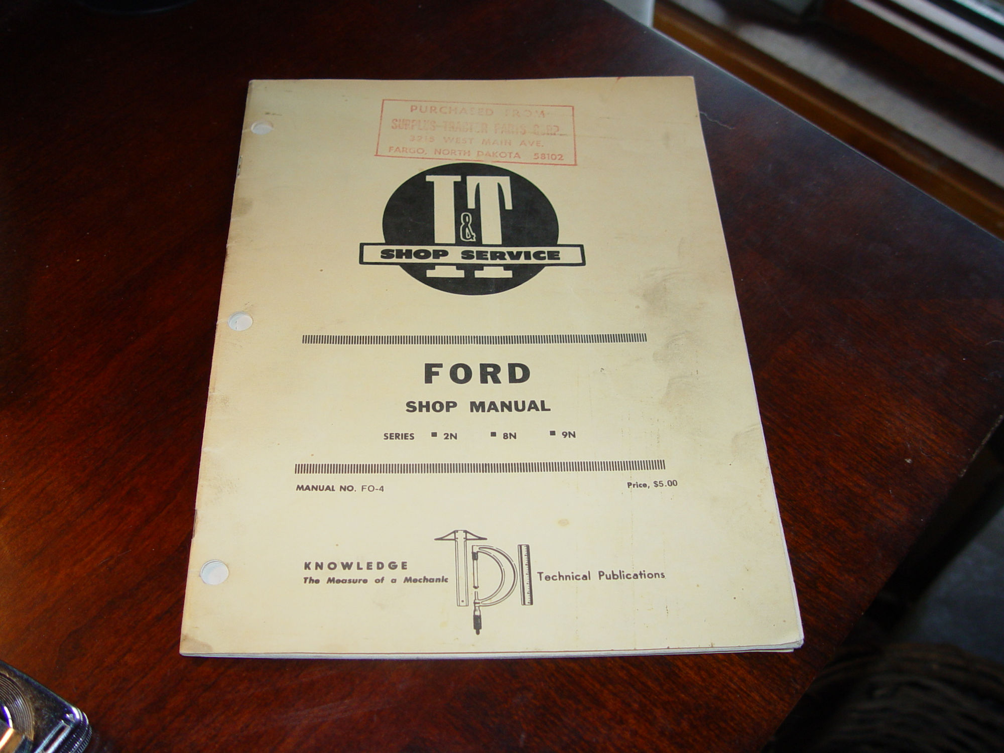 1953 Ford
                        Tractor Shop Manual 2N, 8N, 9N, (Manual No.
                        FO-4)