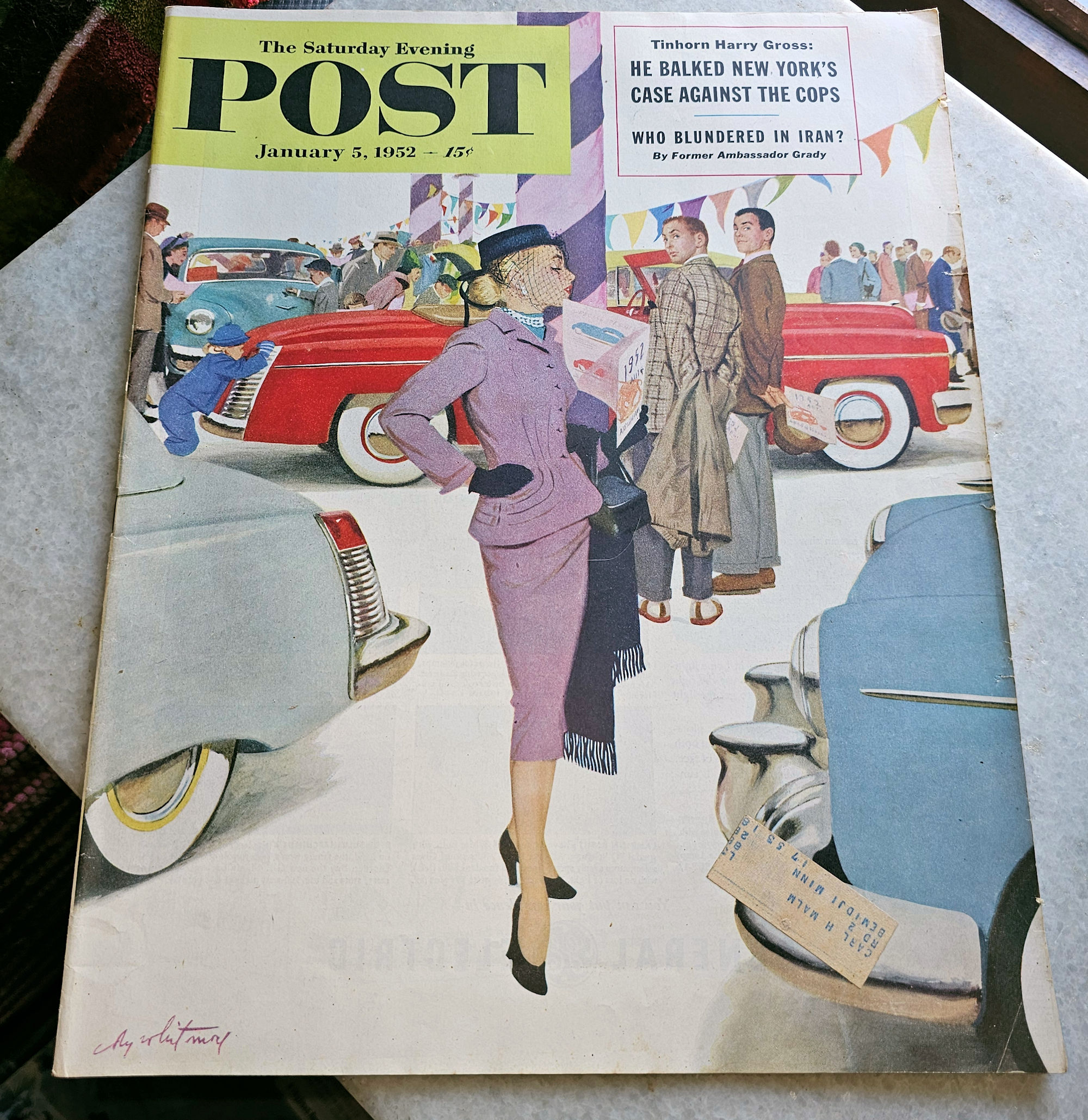 January 1952 Saturday Evening Post Vintage
                        Car Lot