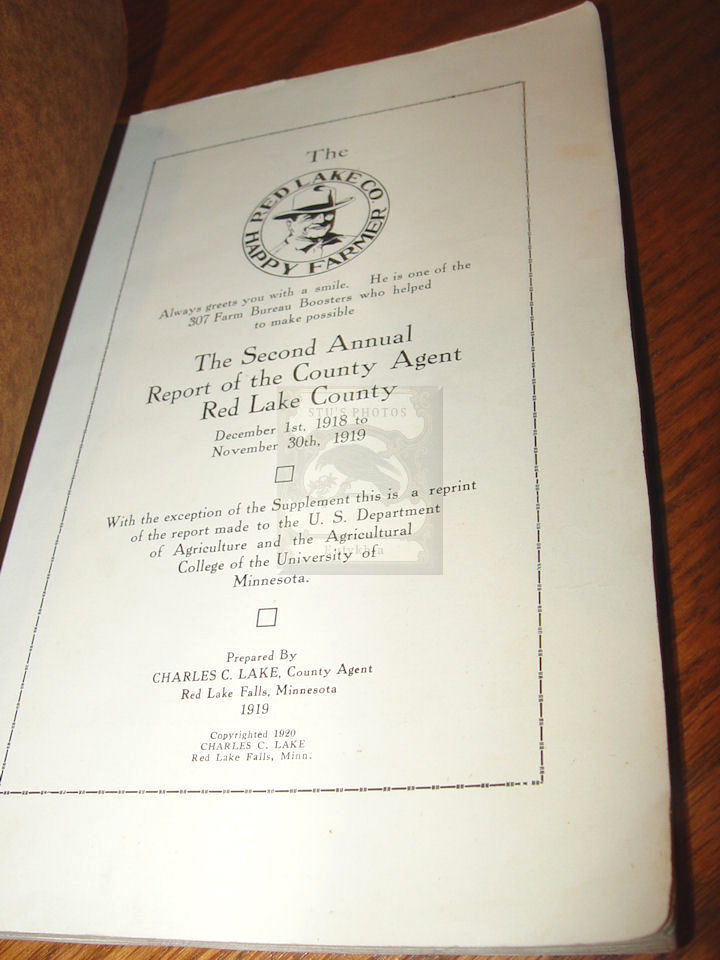 The Second
                        Annual Report of the County Agent Red Led
                        Country, Mn. 1918 to 1919